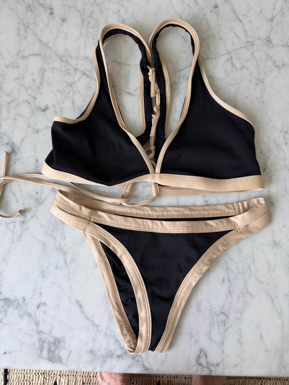 L space black and tan bikini set